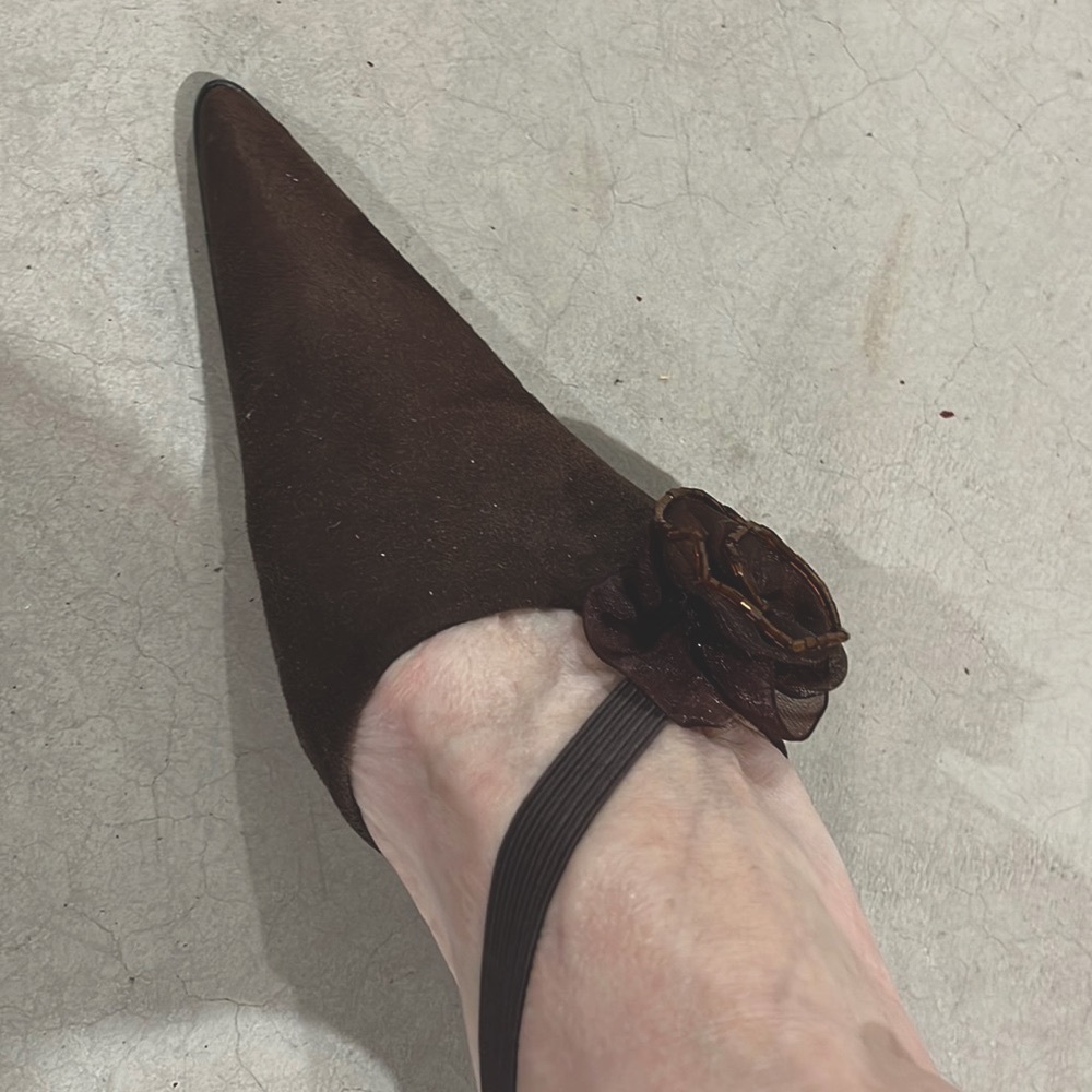 Meijiani brown suede sling back shoes size 35